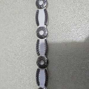 Coptiva Stylish Silver and White Leather Belt